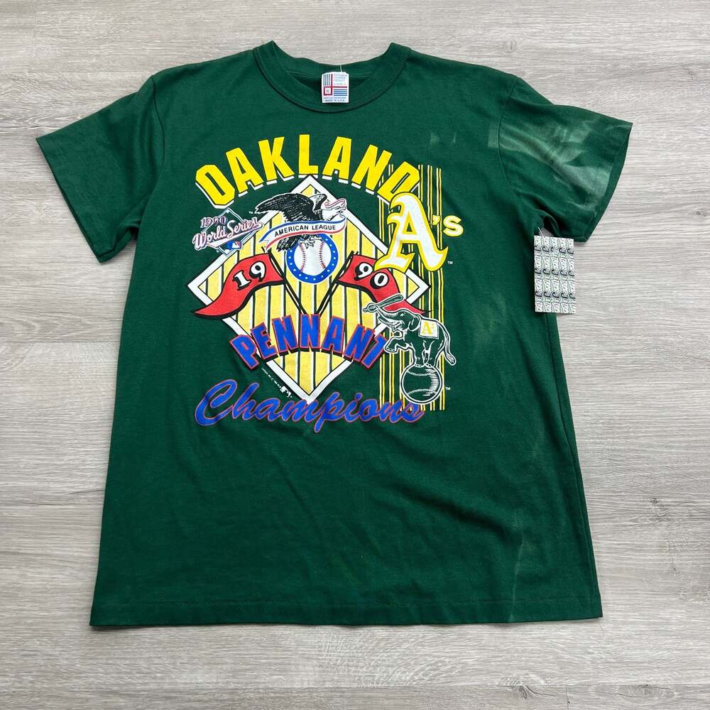 Vintage 1990 Oakland A's American League Pennant Champions T-Shirt XL New With T